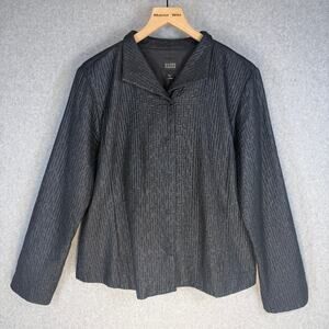 Eileen Fisher Women's Black 100% Silk Jacket Blazer Medium Textured Lined